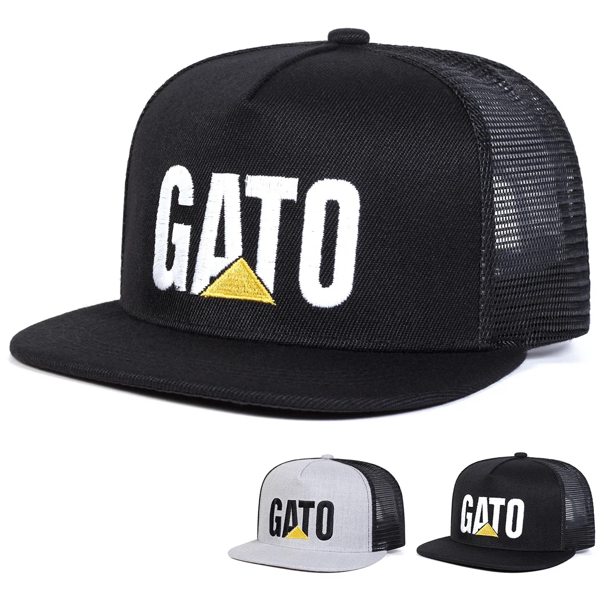 Unisex GATO Letter Embroidery Hip-hop Net Hats Spring Summer Adjustable Casual Snapback Baseball Caps Outdoor Sunscreen Hat Cap