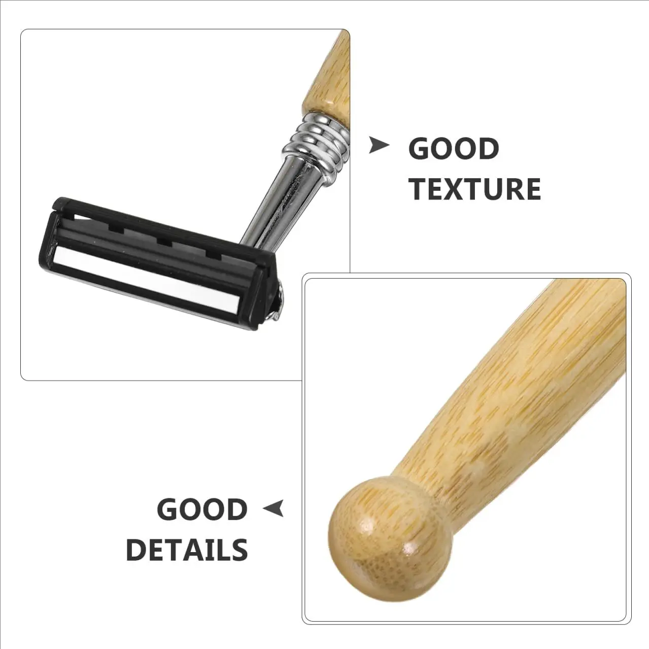 1/2PCS Bamboo Razor Bamboo Handle Men Vintage Manual Shaver Stainless Steel Blade Razor
