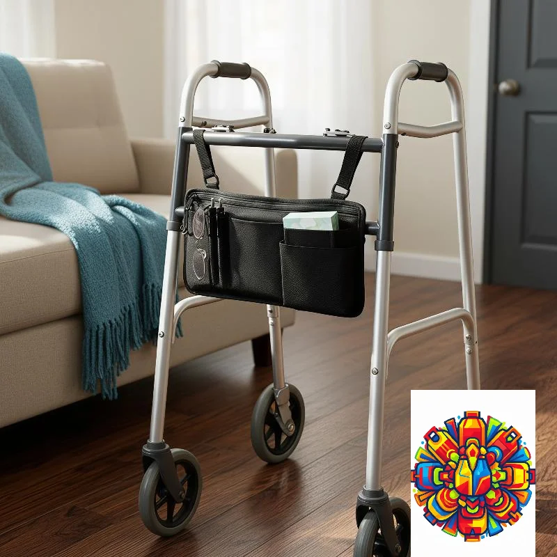 Scratch Resistant Wheelchair Side Bag with Cup Holder Portable Hanging Pouch 1Pcs for Elderly Travel Hospital Use