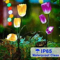 Solar LED Light Outdoor Tulip Rose Flower Lamp Landscape Garden Decor Lawn Lamp Waterproof Garden Lights Outdoor Solar Lights