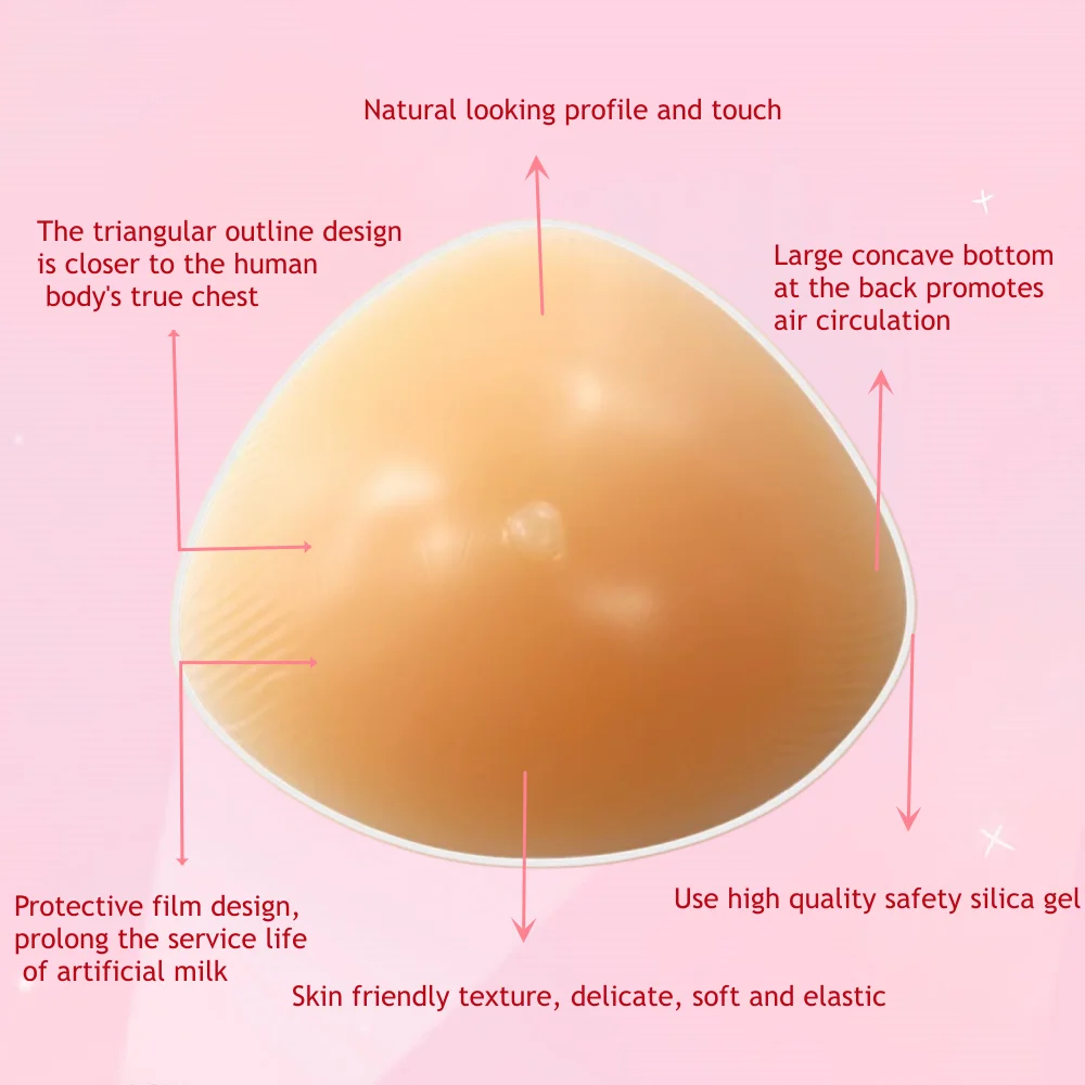 One Piece Triangle Silicone Breast Forms Mastectomy Prosthesis Bra Enhancer Inserts Concave Bra Pads