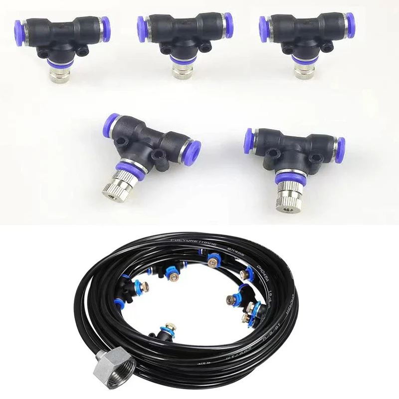 

6mm Low Pressure Misting Cooling System Atomizing Nozzle Slip lock Quick Connectors Humidify Watering Landscaping Sprayers 5PCS