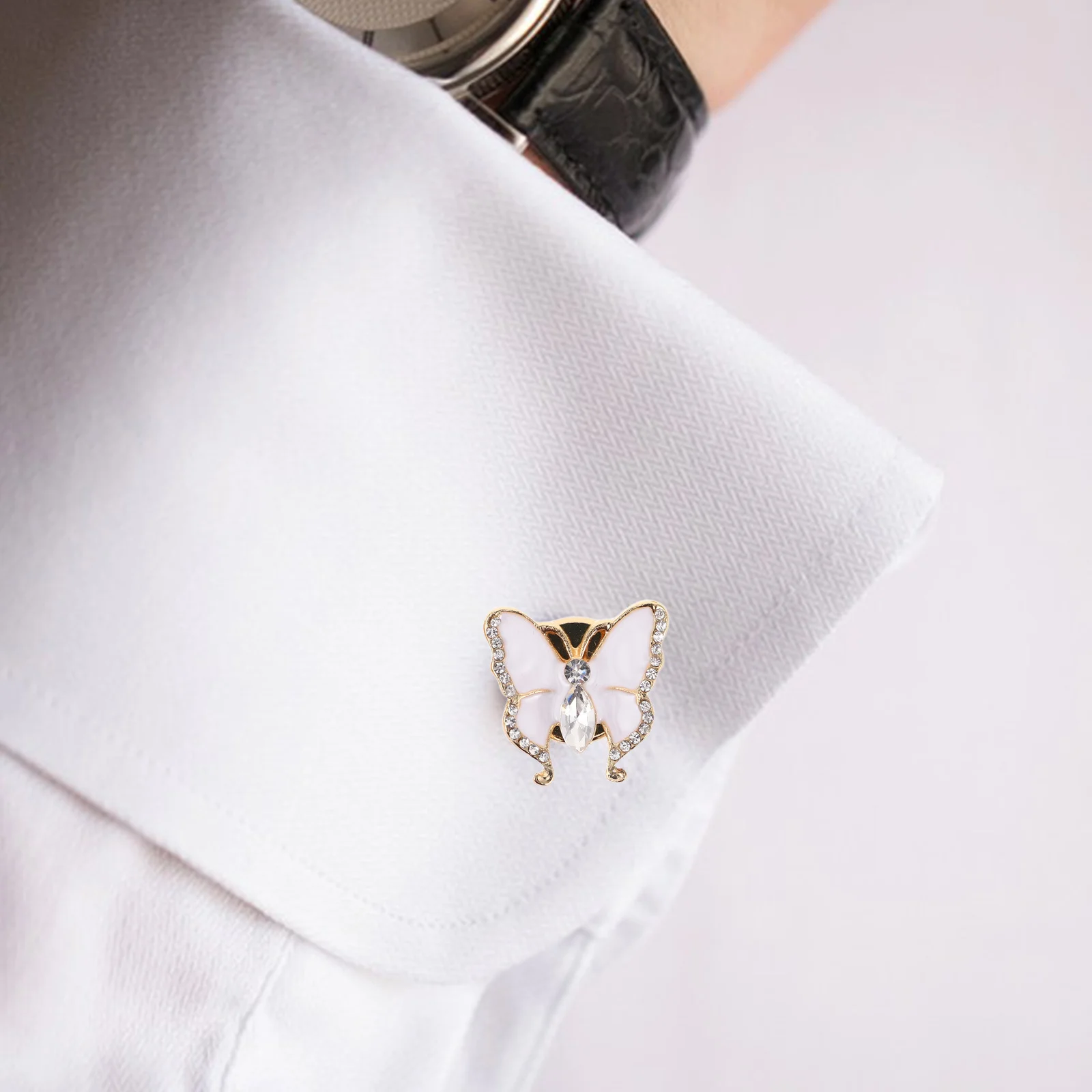 2 قطعة أزرار أكمام قميص حجر الراين الفراشة المرأة أنيقة سبيكة كريستال الديكور حفل زفاف مجوهرات حجر الراين زر الأصفاد