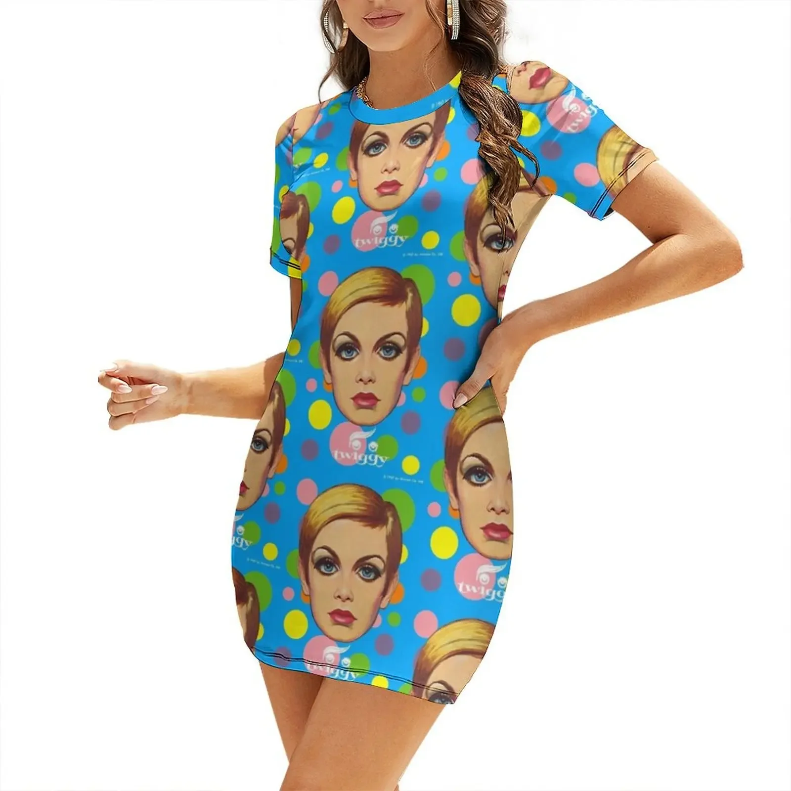 

TWIGGY Short-Sleeved Dress Dress vintage women party dresses beach dresses dress for woman
