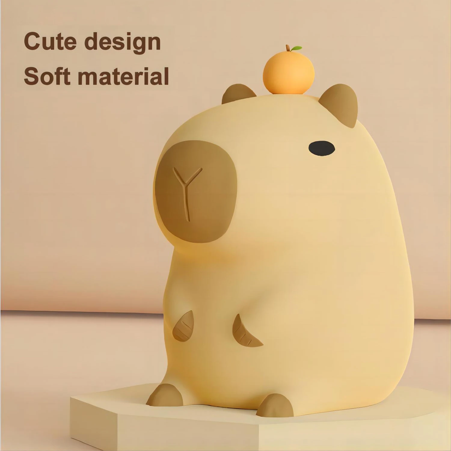 Adorkable Silicone LED Capybara Night Light Animal Lamp Touch Sensor Nightlight Children Kid Bedside Bedroom Decor Birthday Gift