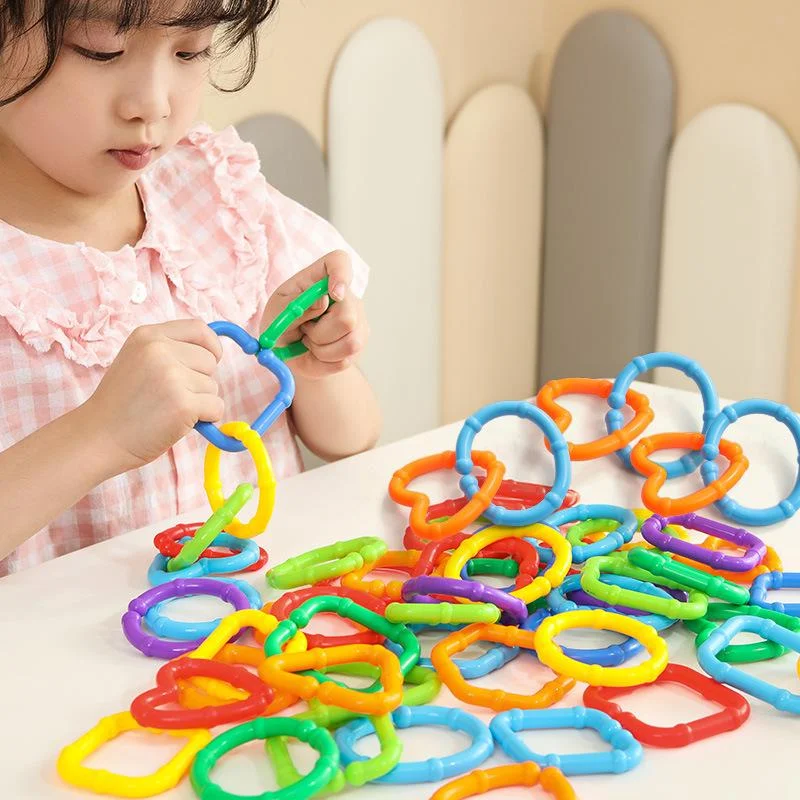 Juguetes de viaje para niños, 35/70 Uds., anillos de enlace de desarrollo sensorial, rompecabezas geométrico masticable interactivo, ayuda de aprendizaje temprano para niños