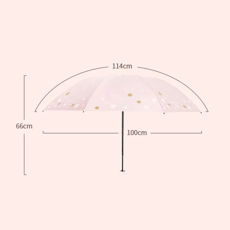 Vinyl Three-folding Umbrella Girls Sunscreen Anti-UV Waterproof Portable Travel Dual Use Umbrella Light Rain Gear