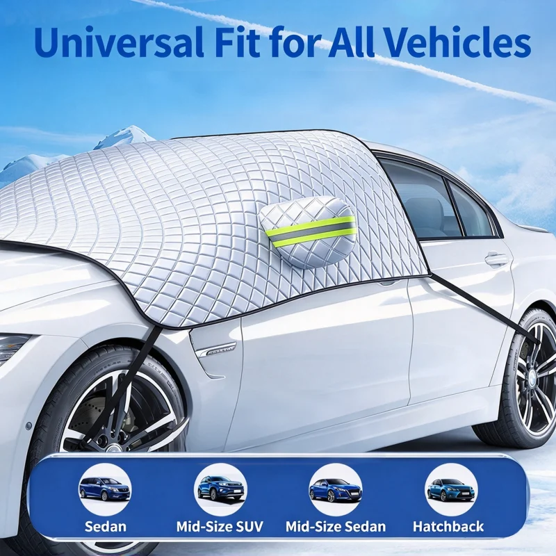Car Windshield Snow Cover Winter Ice Frost Shield Waterproof Windproof Sunshade Protector Foldable Universal