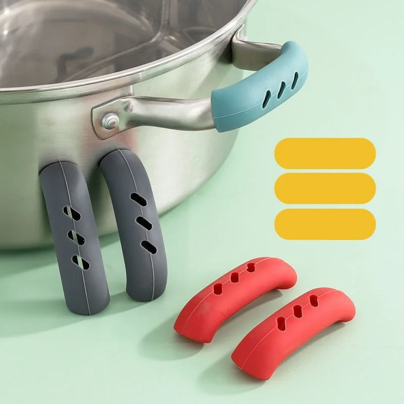 1 Pair Of Anti-Scalding Anti-Slip Silicone Pot Lid Handles Wear-Resistant Pot Lid Casserole Handles Heat-Resistant Sleeves