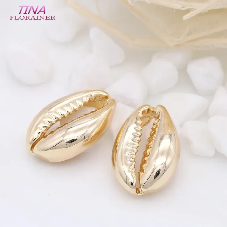 4PCS 14*10MM / 17.3*11.6MM 14K Gold Color Plated Brass Conch Seashells Charms Pendants High Quality Diy Jewelry Accessories