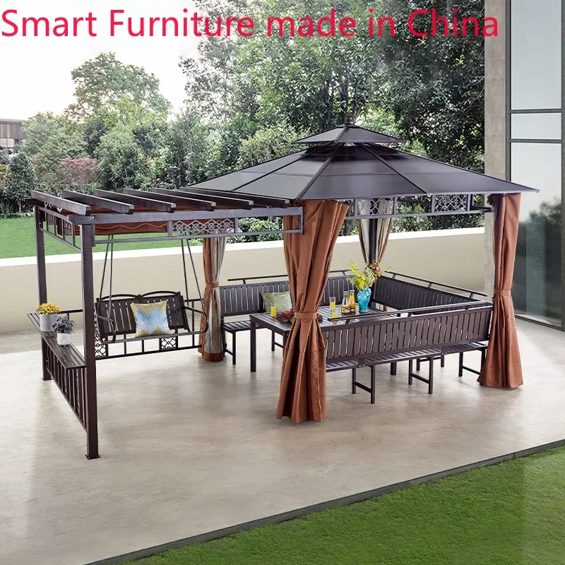 

Outdoor courtyard grape trellis anti-corrosion pastoral leisure sunshade swing garden wooden house aluminum alloy pavilion