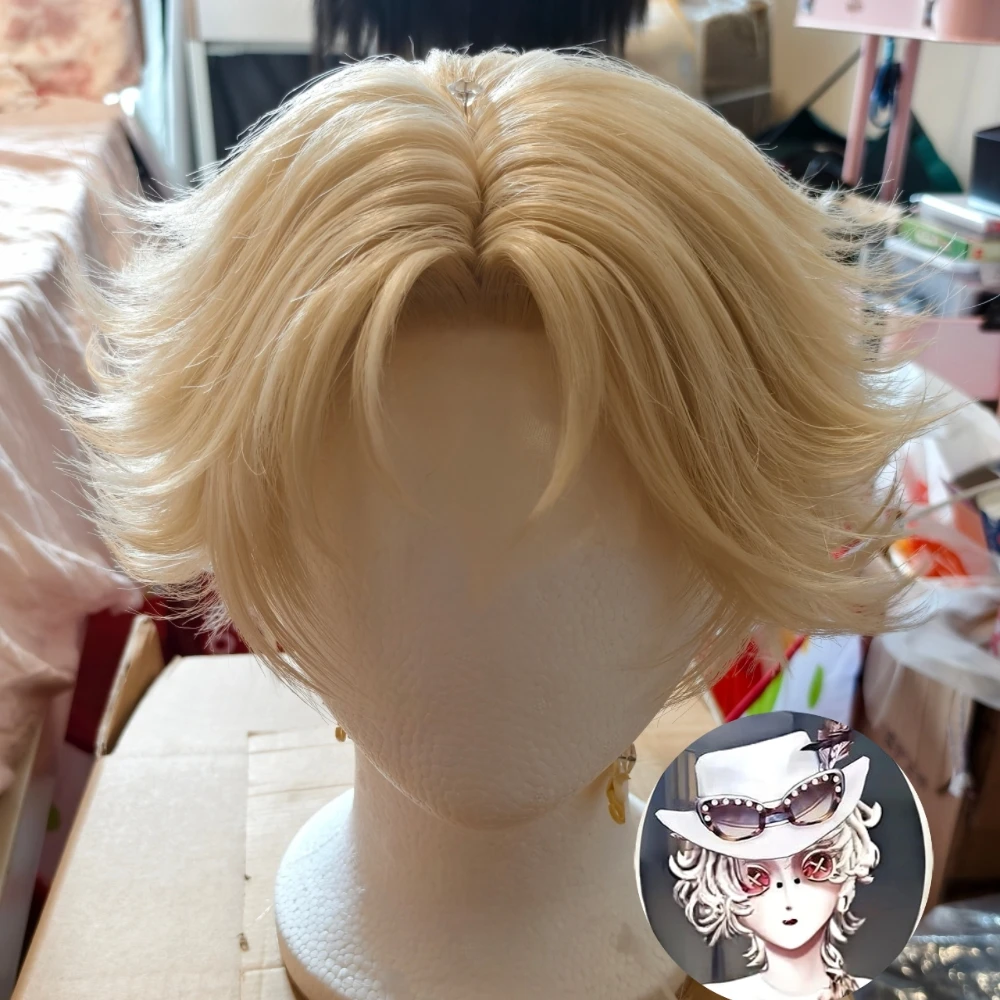 Prospector Cosplay Wig Radiant Lone Wolf Simulated Scalp Top Rose Net Cap Heat Resistant Synthetic Fiber Wig for Halloween Party