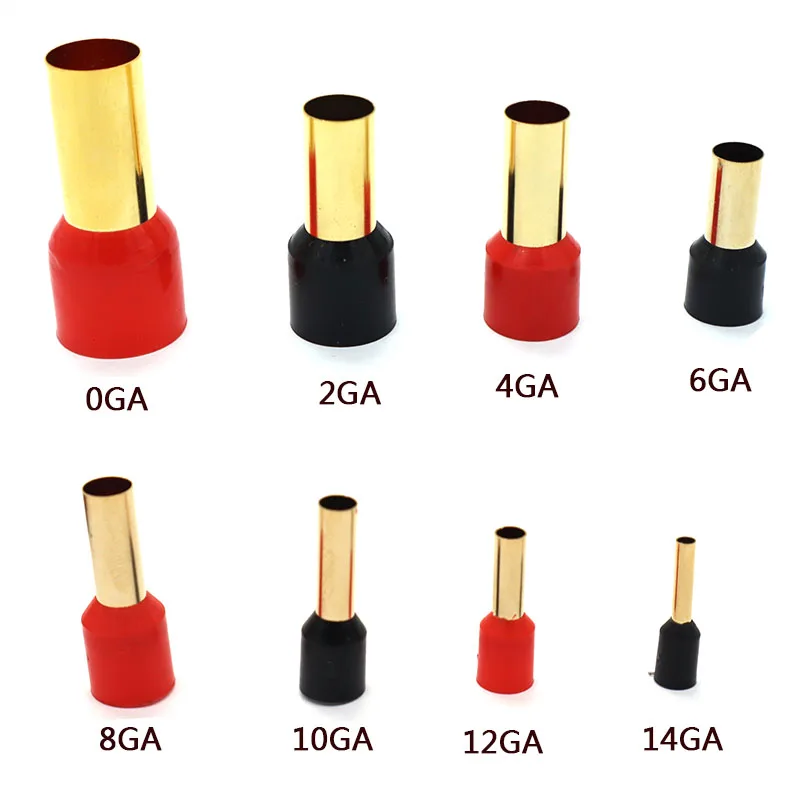 Car Audio Modified Wire Accessories Car Power Cord Horn Wire Pure Copper Gold-plated Sleeve Copper Tube Terminal Head