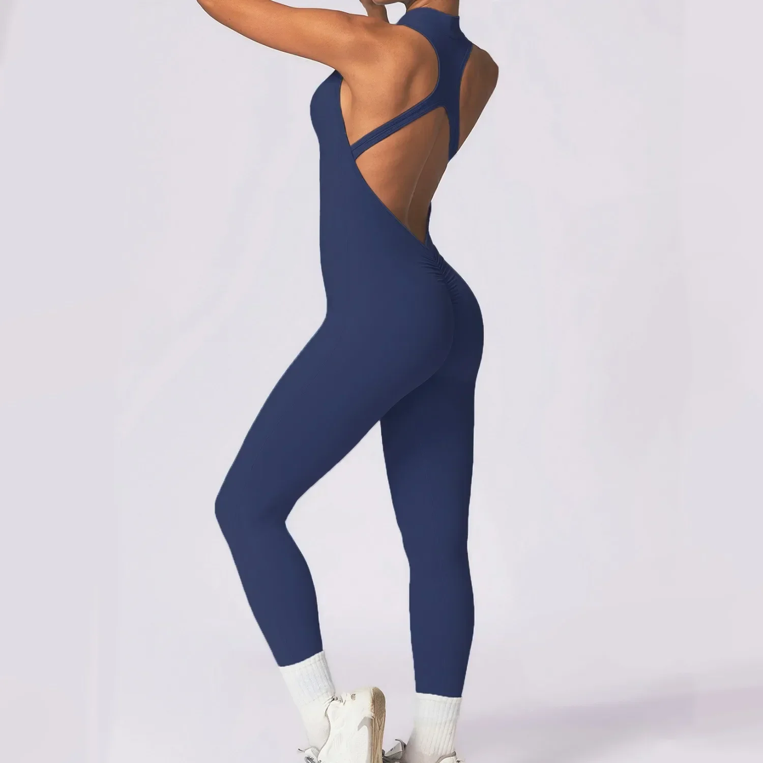 セクシーな中空アウト美しいバックヨガスーツジャンプスーツ高弾性ヒップリフティングモーションフィットネススーツランニングフィットネスヨガジャンプスーツ