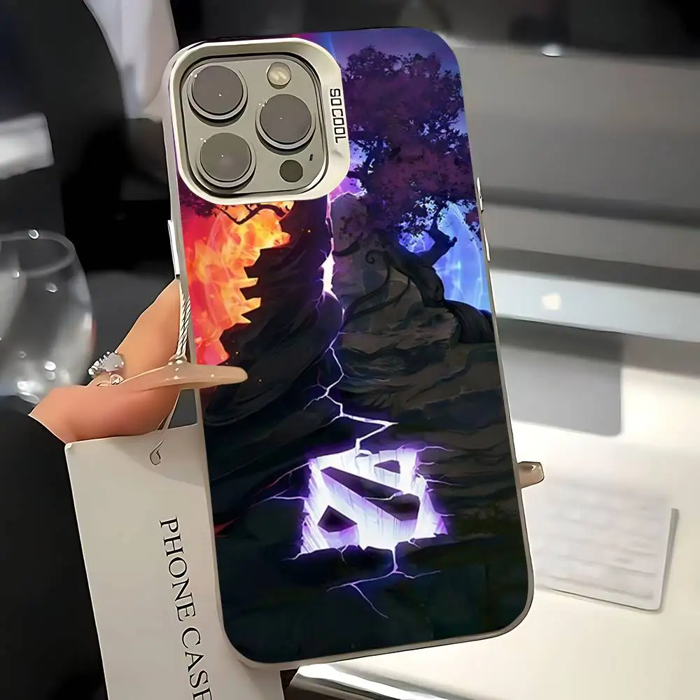 حافظة هاتف Game D-Dota 2 غطاء خلفي فضي مقاوم للصدمات لهاتف آيفون 17/16/15/14/13/12/11 Pro Max Plus