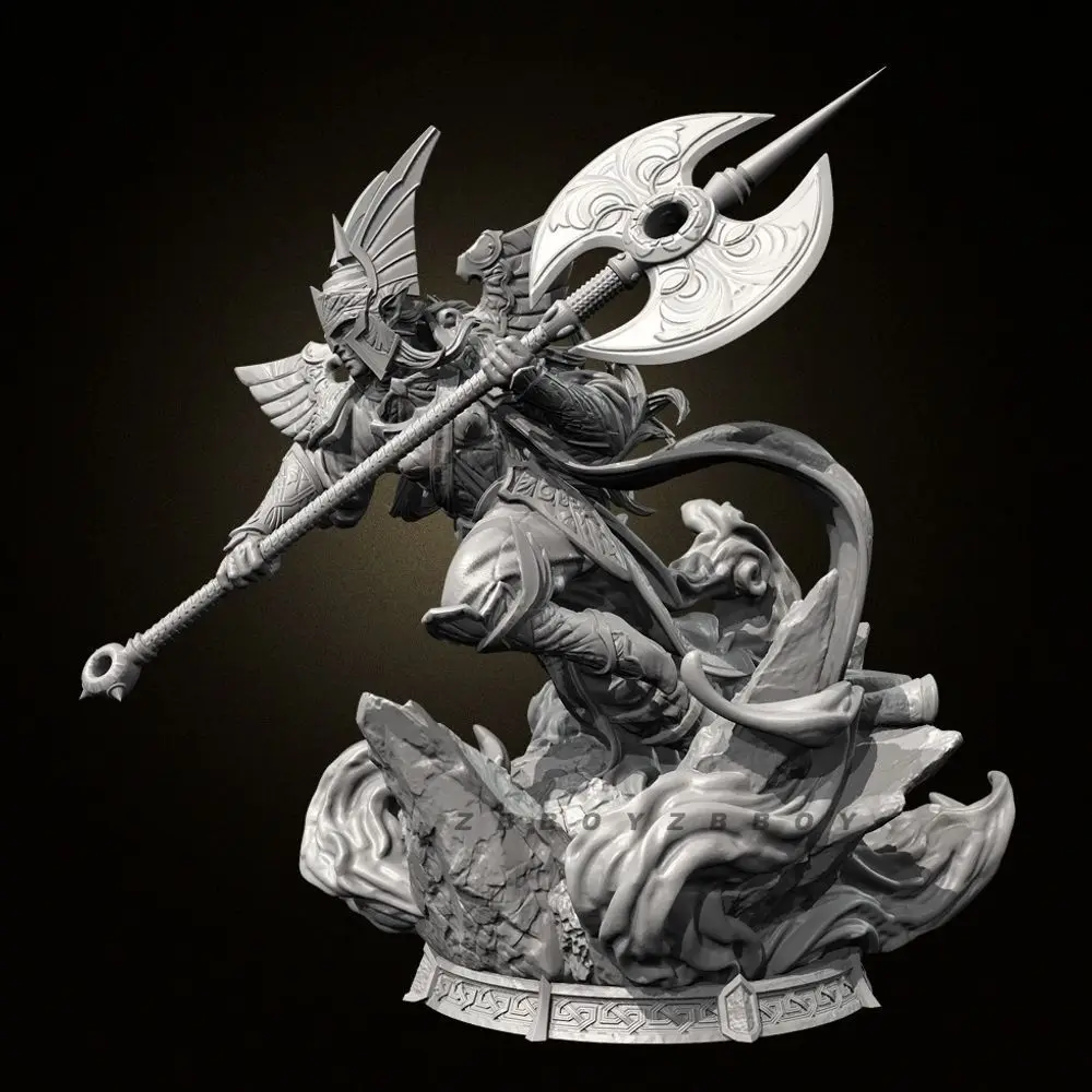 38mm 50mm 75mm Fantasy Giant Axe Celestial General Resin Soldier White Model Self-assembly DIY Coloring Figurines Miniatures