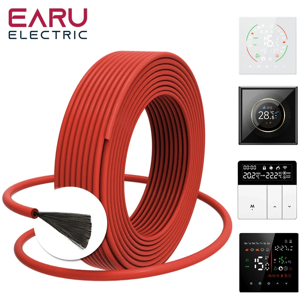 

100M 200M Infrared Warm Floor Cable 12K 33ohm/m Electric Carbon Heating Wire Coil 3.0mm Fiber Wire Floor Hotline Thickening