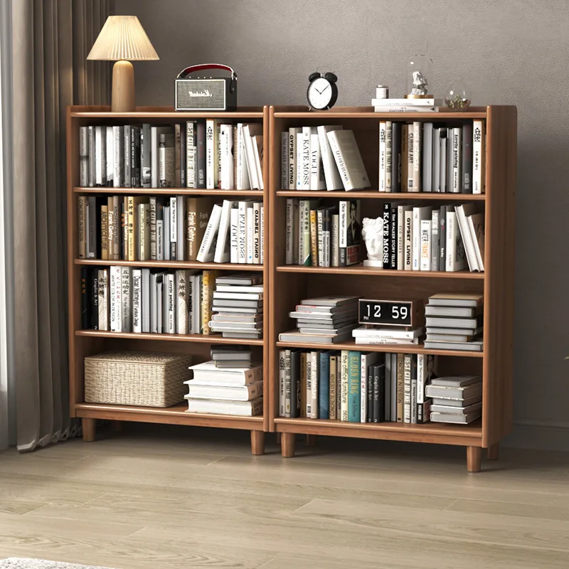 All-Solid Wood Japanese-style Bookshelf Flexible Combination Home Walnut Bookcase Magazine Storage Cabinet