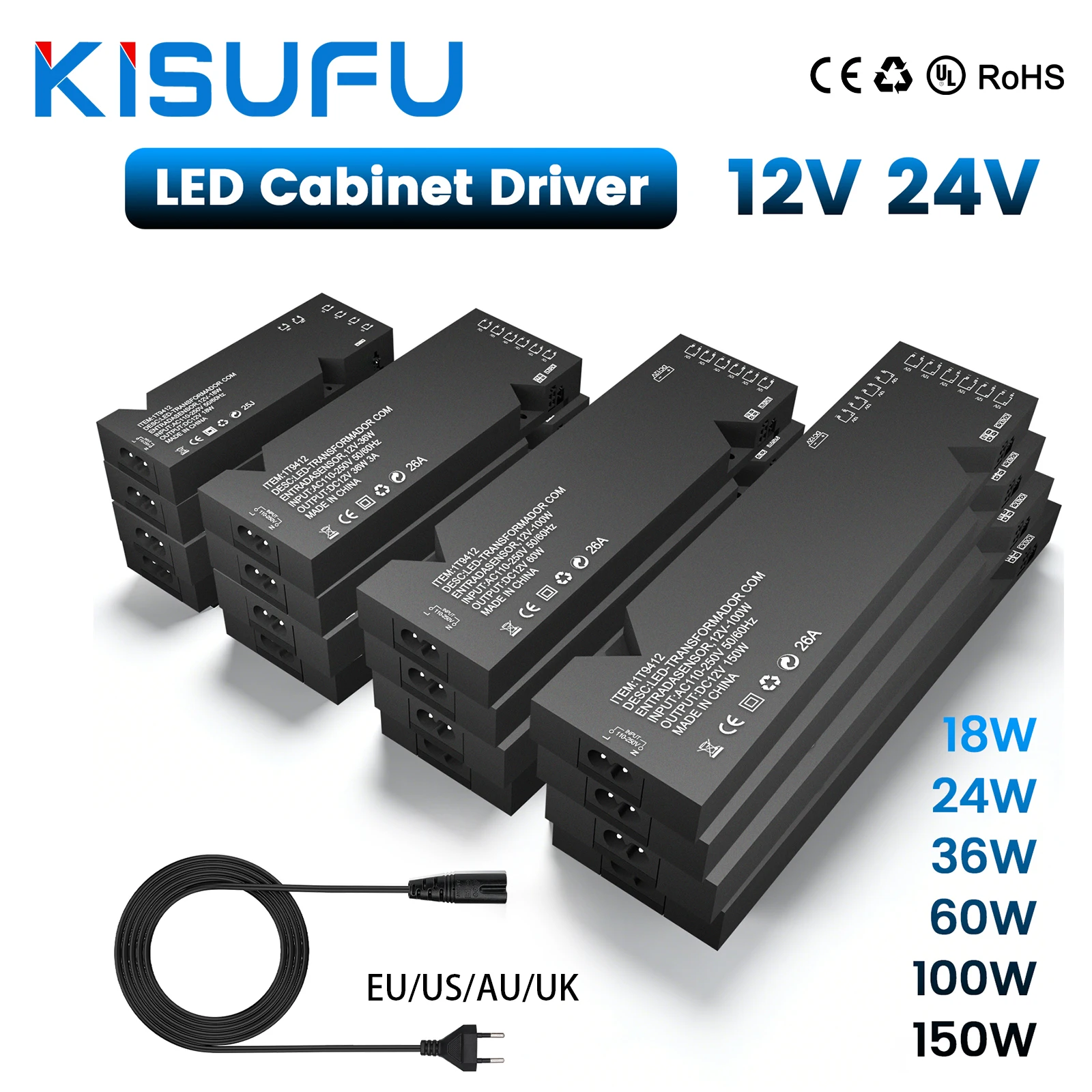 

Светодиодный драйвер для шкафов, импульсный блок питания AC110V-240V на 12V 24V, трансформатор 18-150W, драйвер освещения с датчиком движения и портом Dupont