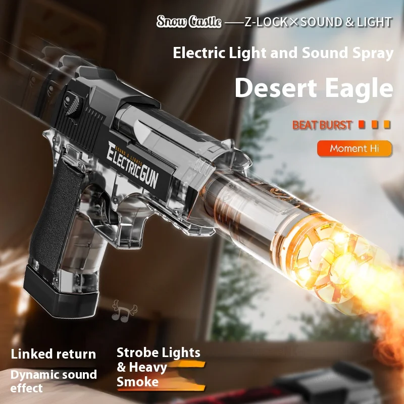 Nieuw elektrisch spuitspeelgoedpistool met geluidslicht Cool Spray Water Fighting simuleert geluidseffect Machinepistool Kinderspeelgoedcadeau