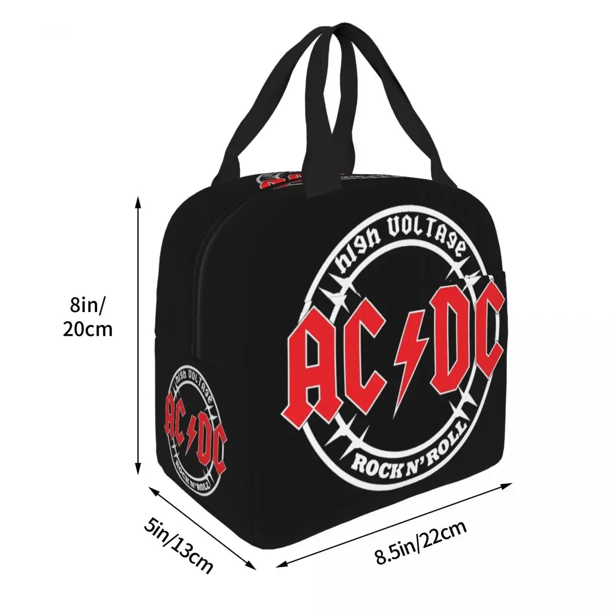 AC DC Insulated Lunch Bags Large Heavy Metal Rock Music Meal Container Thermal Bag Tote Lunch Box Work Travel Girl Boy