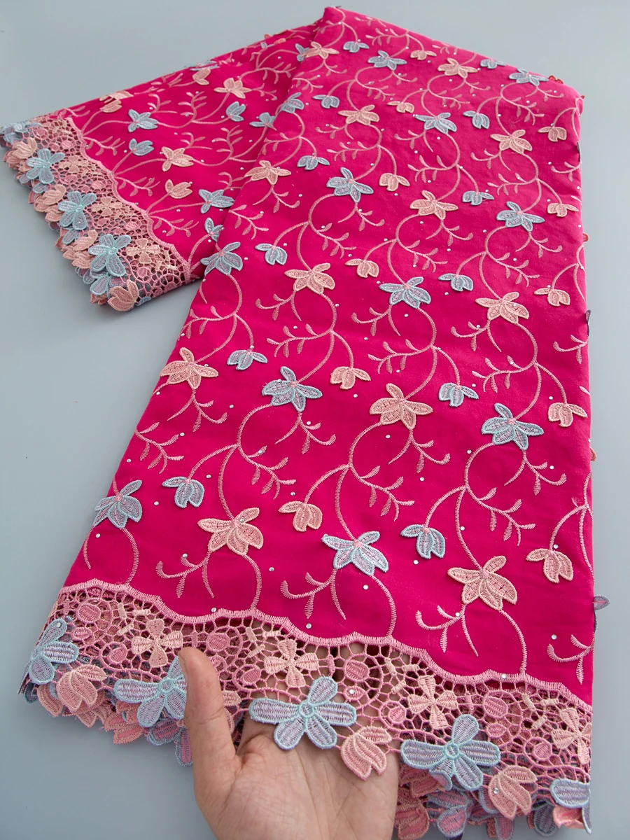 Swiss Voile Lace In Switzerland With 3D Flower Applique Stones 2026 Super Quality African Lace Fabric For Wedding Lace Dress4886