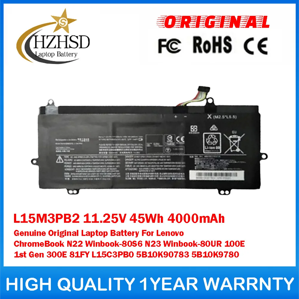 

L15M3PB2 11.25V 45Wh 4000mAh Genuine Original Laptop Battery For Lenovo ChromeBook N22 Winbook-80S6 N23 Winbook-80UR 100E 1stGen
