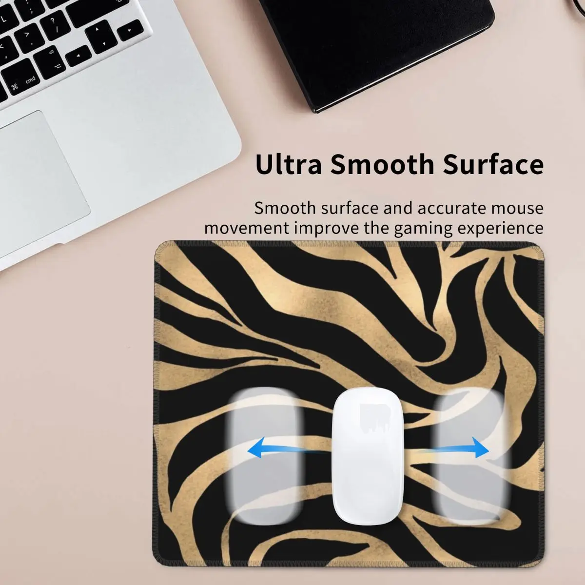 

Элегантный металлик, золото, зебра, черный коврик для мыши с животным принтом, компьютерная клавиатура, коврик для мыши, геймерский ПК, ноутбук, настольный коврик, офисные коврики для стола