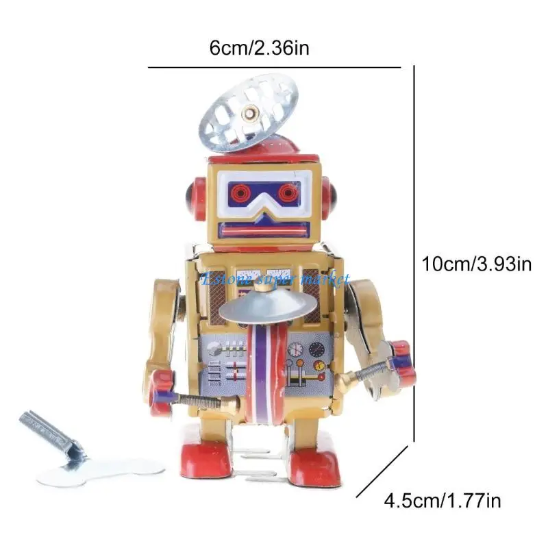 090B ROBOT DRUMMER WIND UP GIOCHIO con fascino vintage per collezionisti e decori