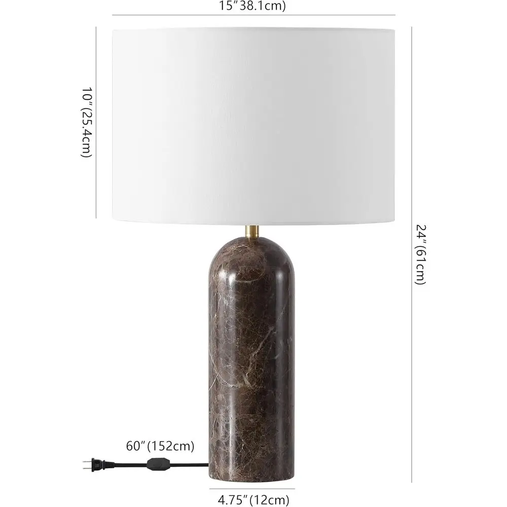Dimmable 27-inch LED Table Lamp with Brown/White Marble Base for Bedroom, Living Room, Office, and Nightstand view 5