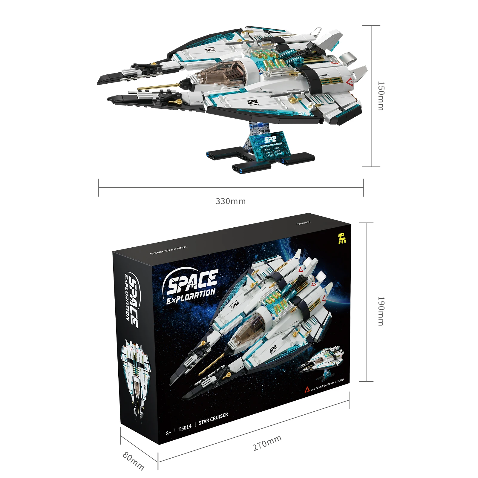 Blocs de construction à petites particules, série d'exploration spatiale, Cruiser spatial, modèle d'assemblage, briques, jouet créatif, cadeaux, ornements, 739 pièces