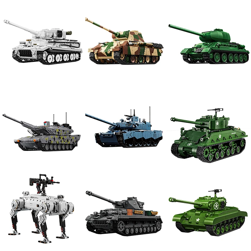 

12GO Europe 4th-Gen Panther Tiger Tank Model Building Blocks Set Military Series DIY Toys Kid Christmas Gifts 96001-98002