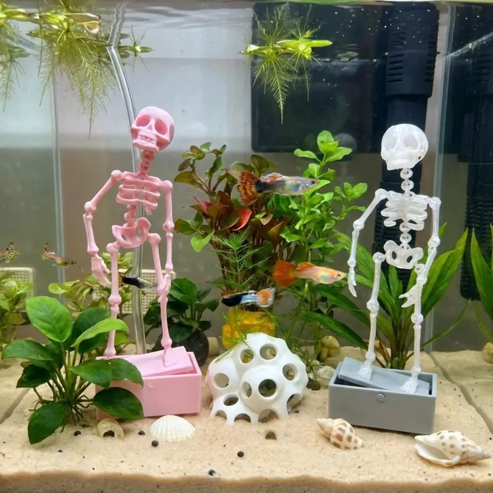 3D Printed Dancing Skeleton Aquarium Bubbler Air Driven with Air Tube Dynamic Skeleton Bubbler Plastic Gothic