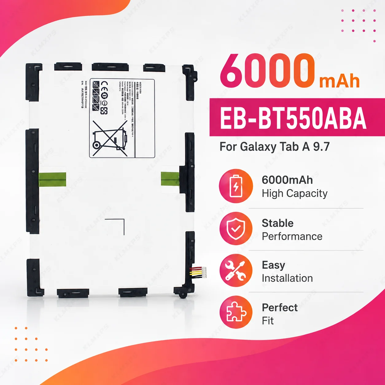 Сменная батарея для планшета EB-BT550ABE EB-BT550ABA 6000 мАч для Samsung Galaxy Tab A 9.7 SM-T550 SM-P550 SM-T555 SM-T555C SM-P351
