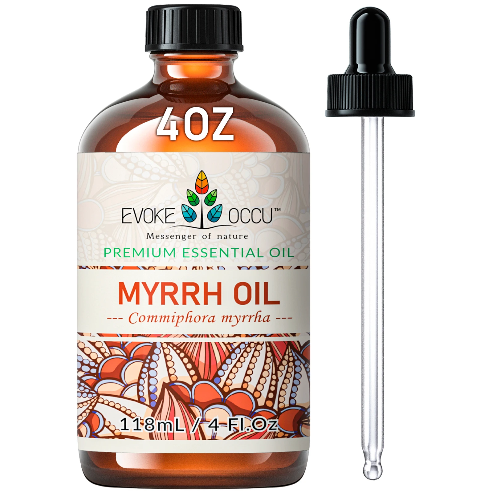 EVOKE OCCU Myrrh Essential Oils, 118ML/4 Fl.Oz. Premium Plant Oil for Aromatherapy, Humidifier, Massage, Candle Soap Making,