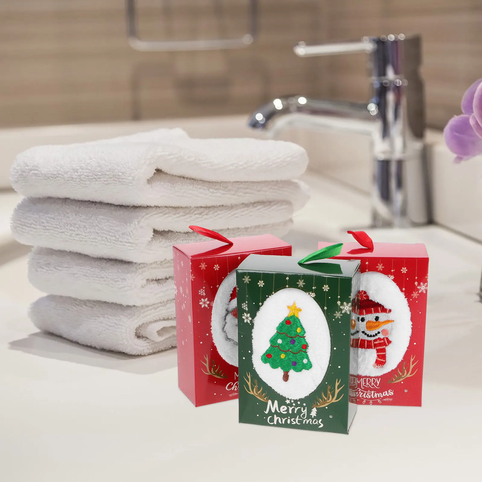 

3pcs Christmas Towel Set Hand For Bathroom Kitchen Holiday Decor Small Decorative Christmas Bathroom Hand Towels Xmas Kitchen