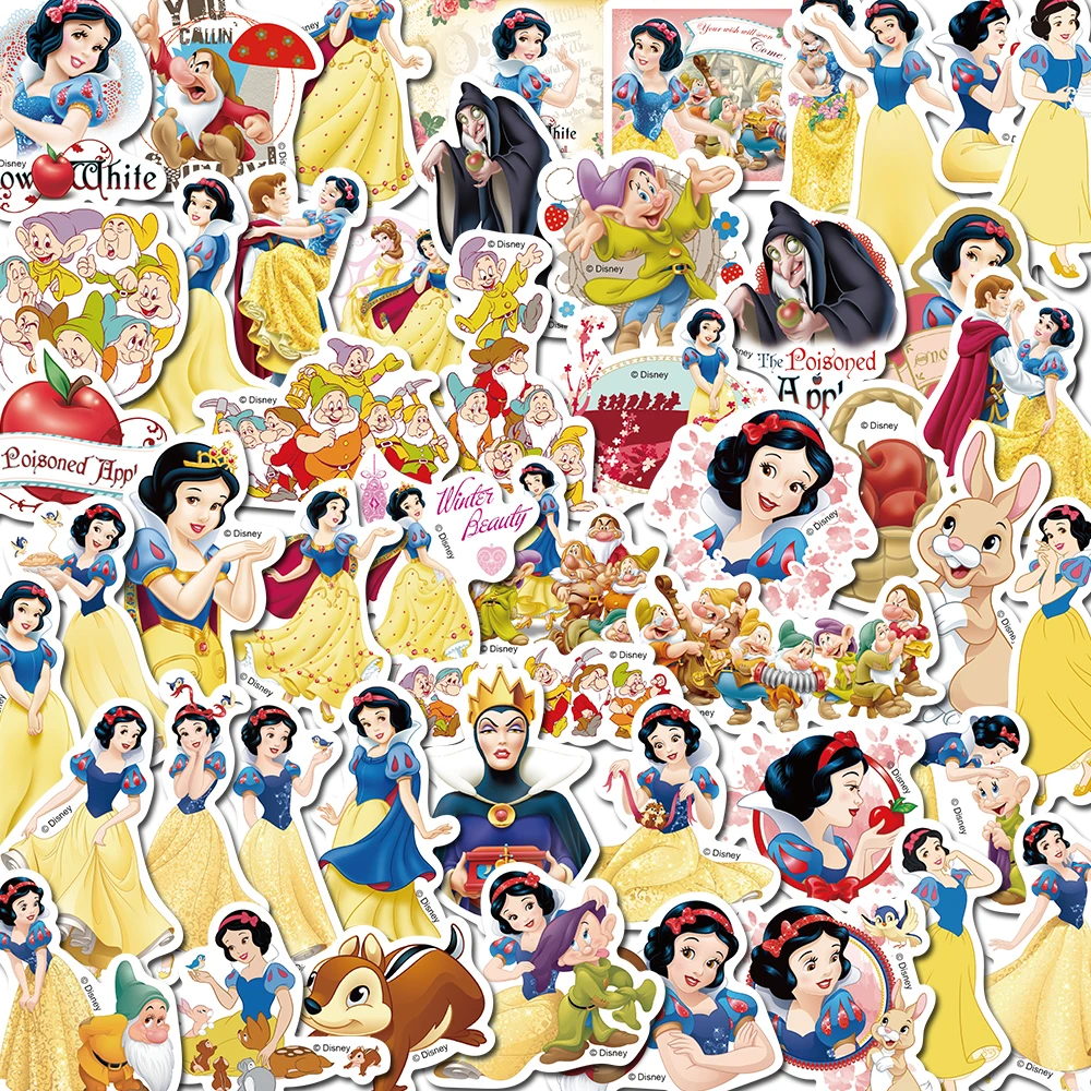 50 Stück Niedliche Disney-Cartoon-Aufkleber Kawaii Prinzessin Schneewittchen Ästhetische Dekorationsaufkleber für Schreibwaren, Tagebuch, Handyhülle