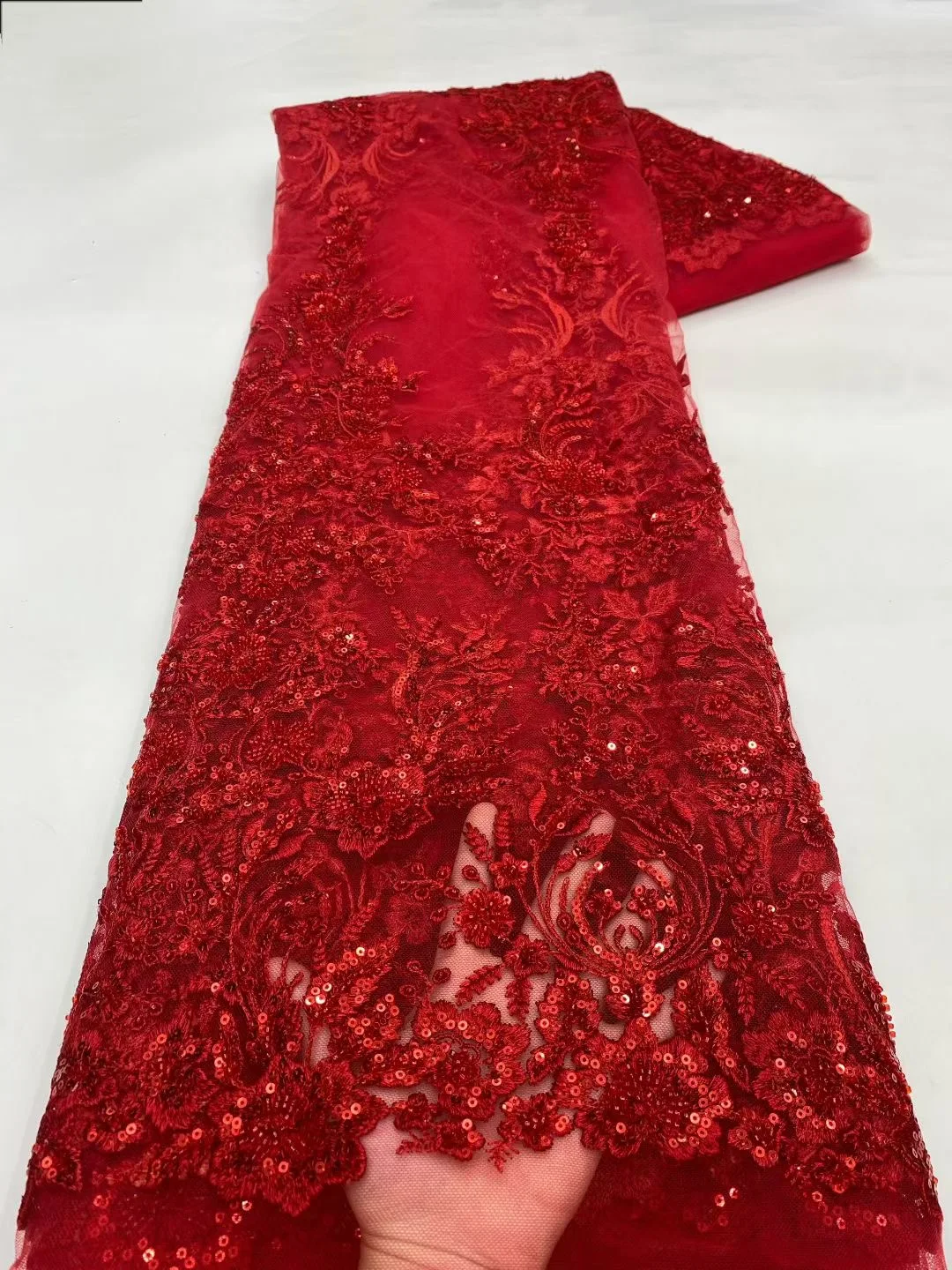 قماش دانتيل مطرز فاخر أفريقي فرنسي 5 ياردات تول شبكة دانتيل ترتر مطرز أقمشة الدانتيل فستان حفلات الزفاف