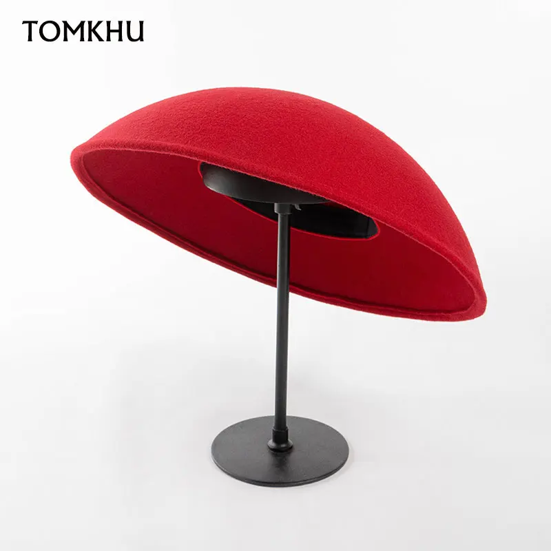 European American Fashion Vintage Designer Style Wool Round Top Pot Cover Chapeu Fedora Hat Stage Show Top Hat High Quality Bone