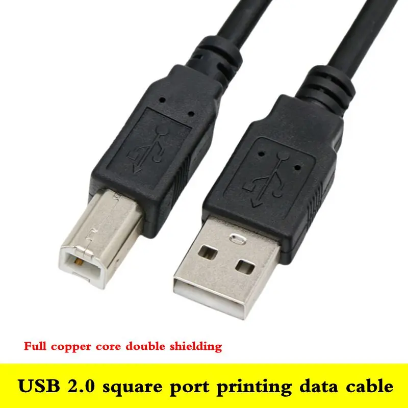30cm 50cm 1m Black All Copper USB A Male to B Male Square Port Printer Data Cable USB2.0 Printing Cable Factory Direct Sales