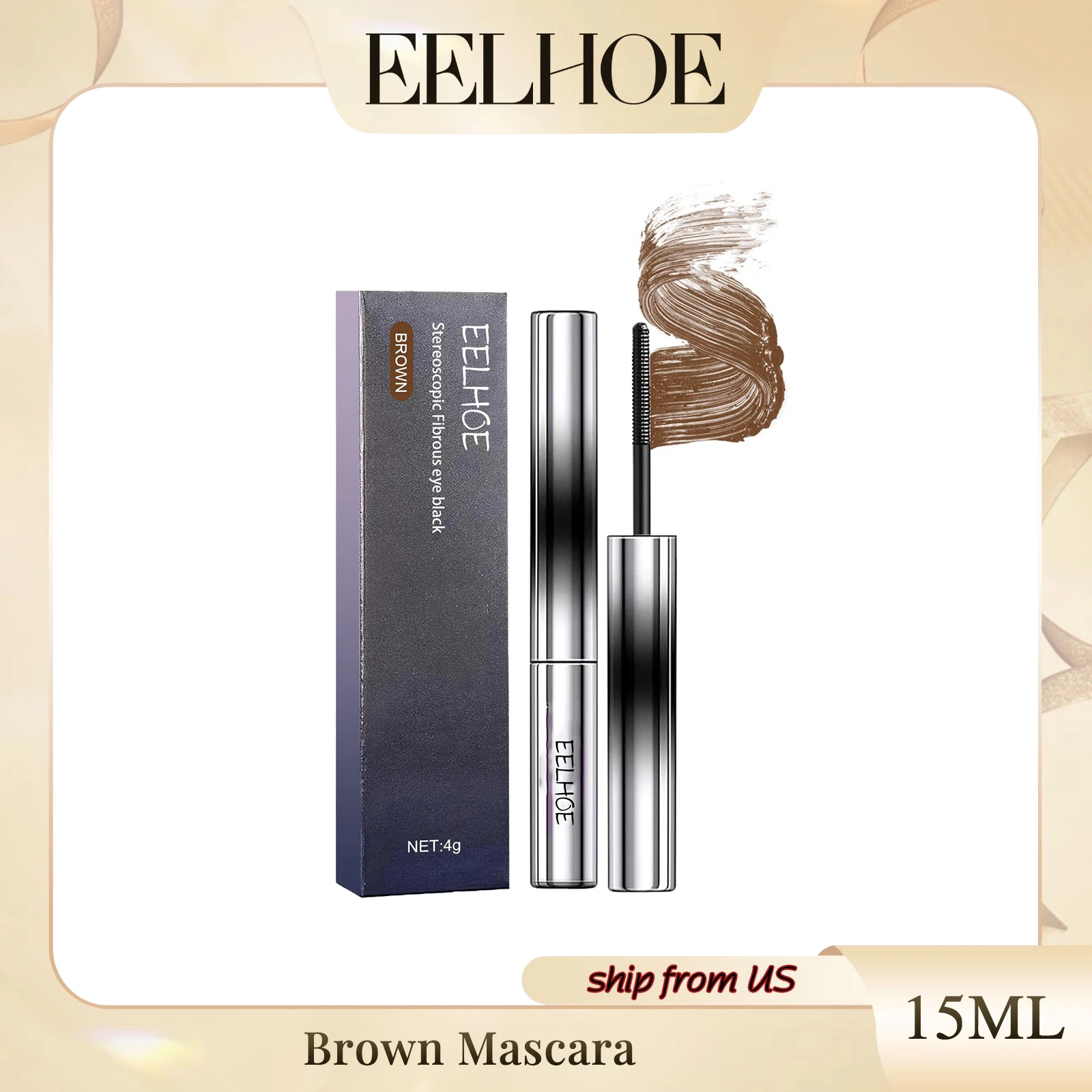 Eelhoe Brown Mascara Moisturizes Eyebrows Eyelashes Promote Eyelash Growth Thick Natural Anti-sweat Mild Mascara