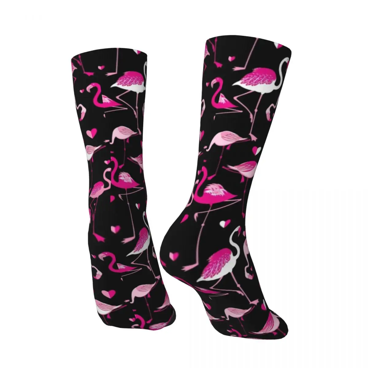 Calcetines de Flamenco de dibujos animados para hombre y mujer, medias informales con estampado de corazón, antideslizantes, transpirables, para exteriores, otoño