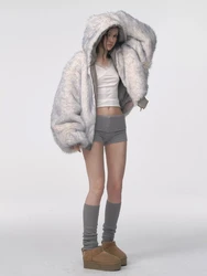 Women Parkas brown Dyed Pointed Suede Hooded Jacket Coat For Women Winter American Double-sided Environmentally Friendly Fur