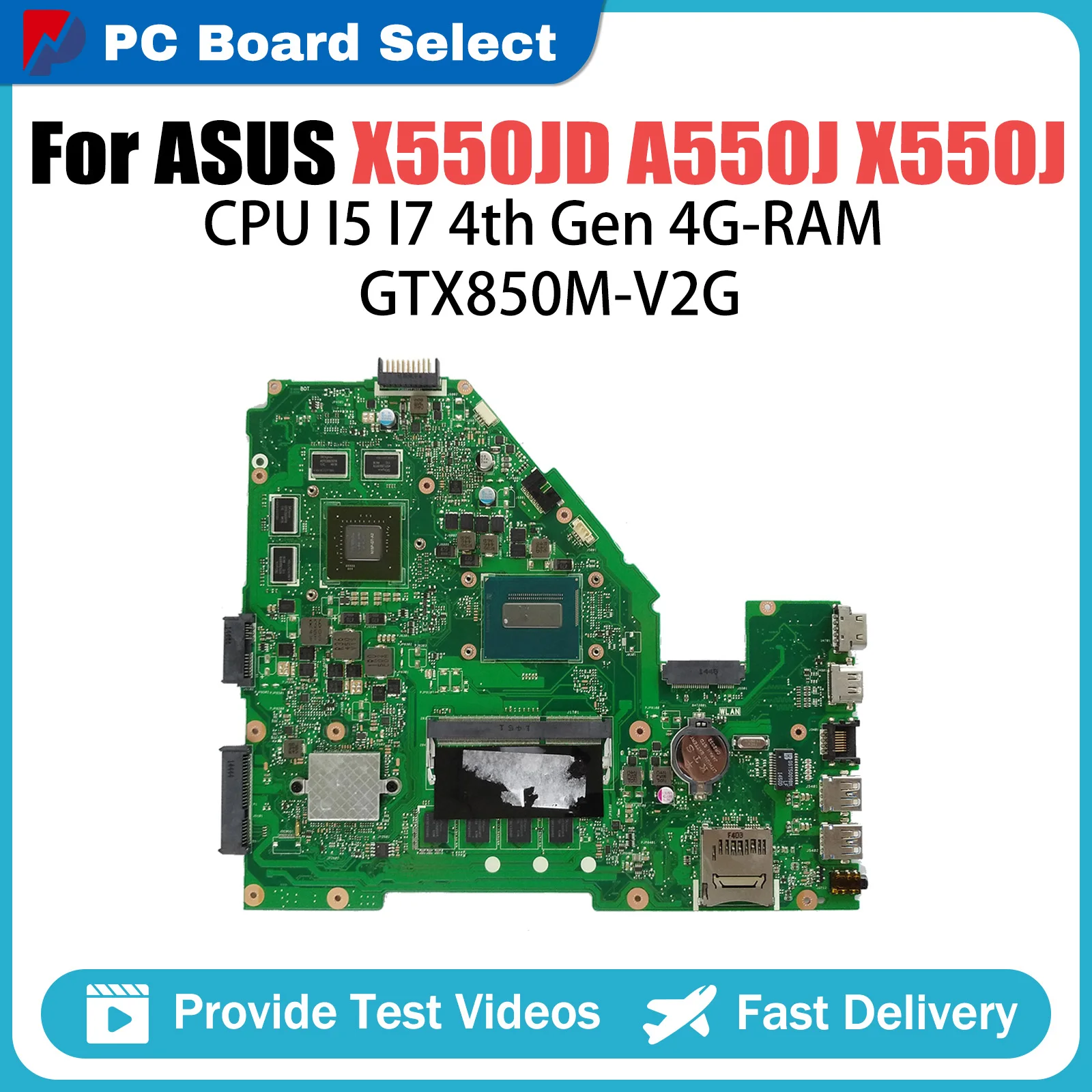 

For ASUS X550JK FX50J A550J X550J Motherboard X550JD Laptop Mainboard W50J K550J X550JD​X550JC X550JE X550JK X551JD 100% tested