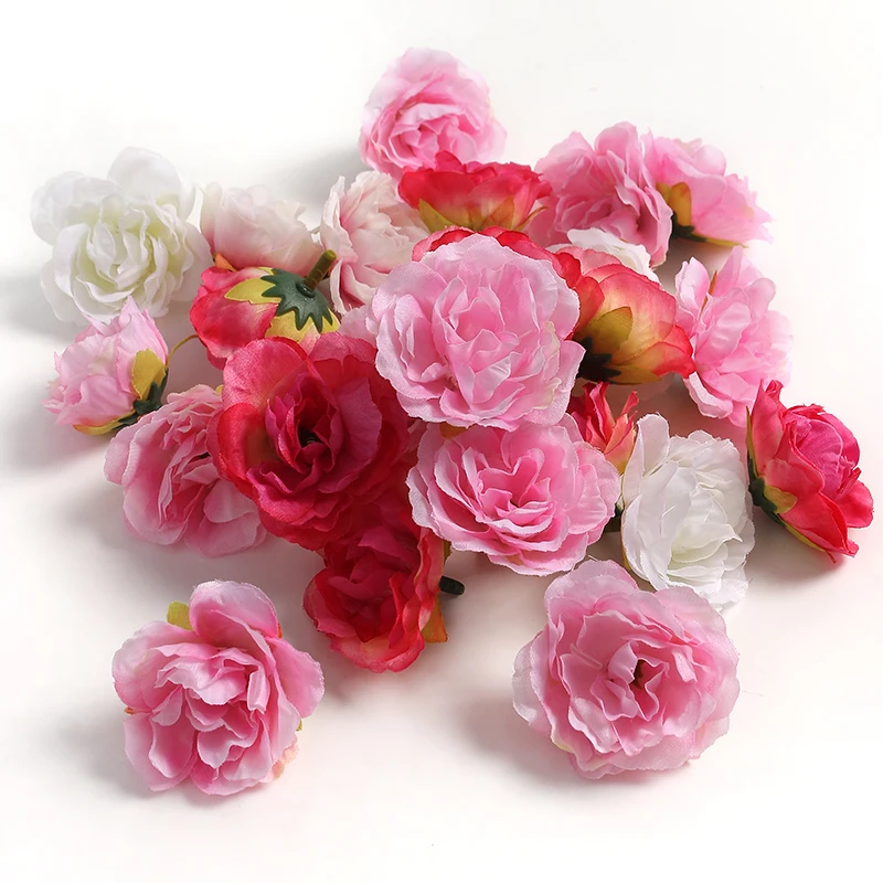 10/20Pcs Rose Artificial Flowers Heads Silk Fake Flower For Home Decor Marriage Wedding Decoration DIY Craft Garland Accessories