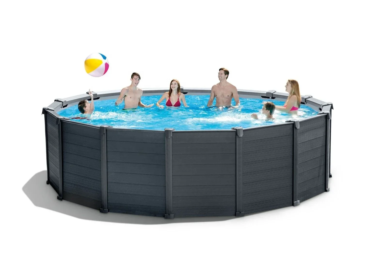 20252021 INTEX 26384 15FT8IN X 49IN GRAPHITE GRAY PANEL POOL SET