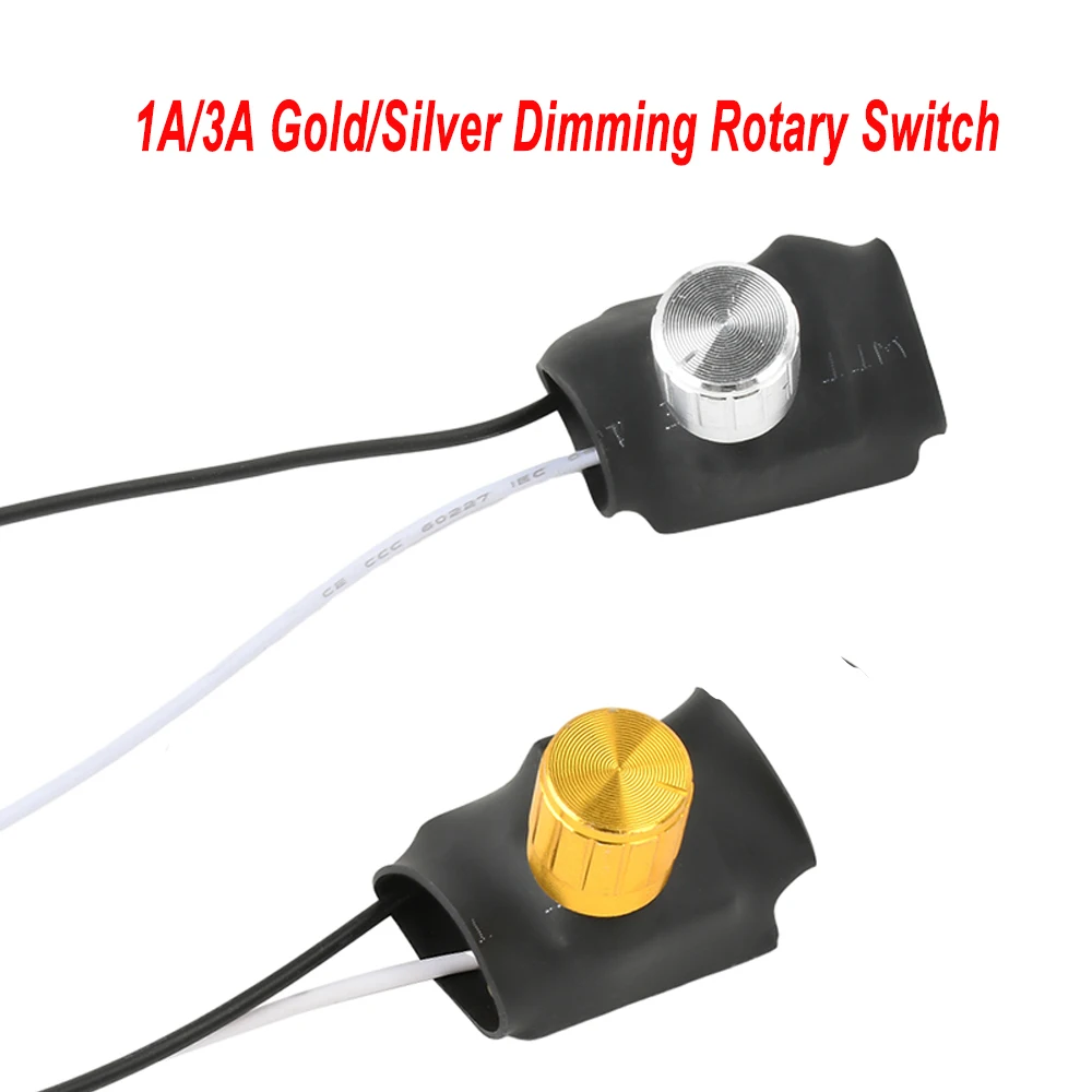 2 vias 1a 3a ouro prata candeeiro de mesa gama completa dimmer interruptor rotativo para incandescente/parede/cabeceira/lâmpada de chão dc 175-250v
