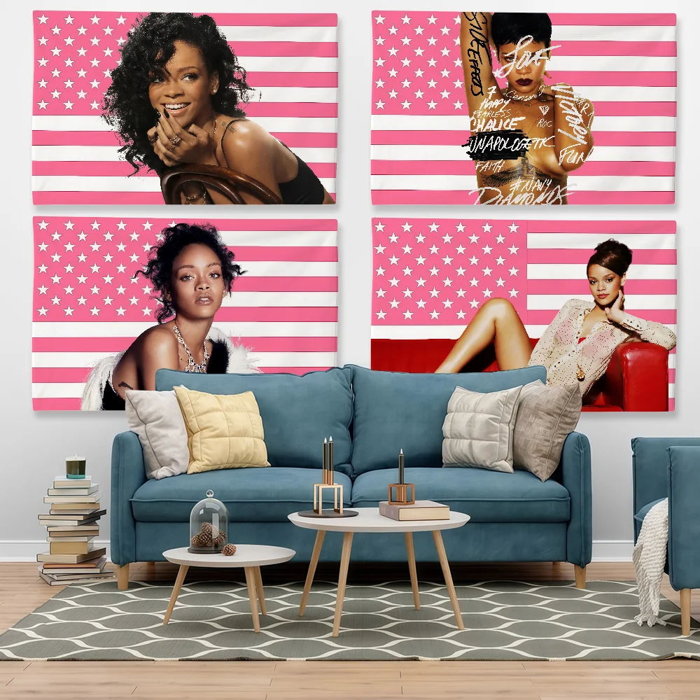 Singer R-RIHAN-NAes Flag Tapestry Outdoor Party Bedroom Living Room Dormitory Decorative Themed Wall Hanging Banner Gift