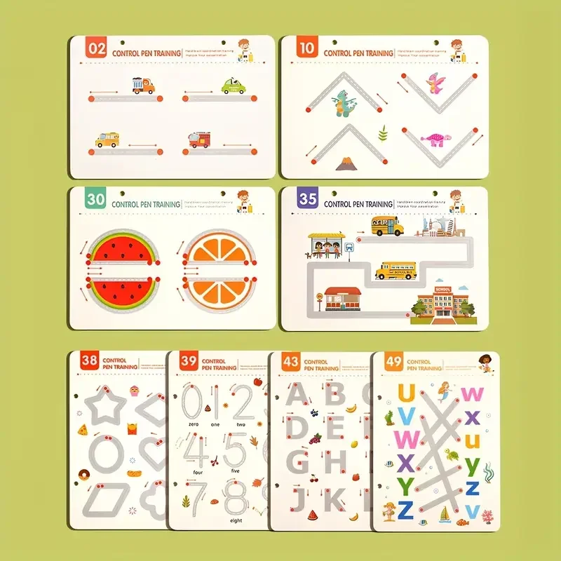 96 Pages Magical Tracing Workbook Control Training Book Reusable Magic Practice Copybook Children Montessori Drawing Education