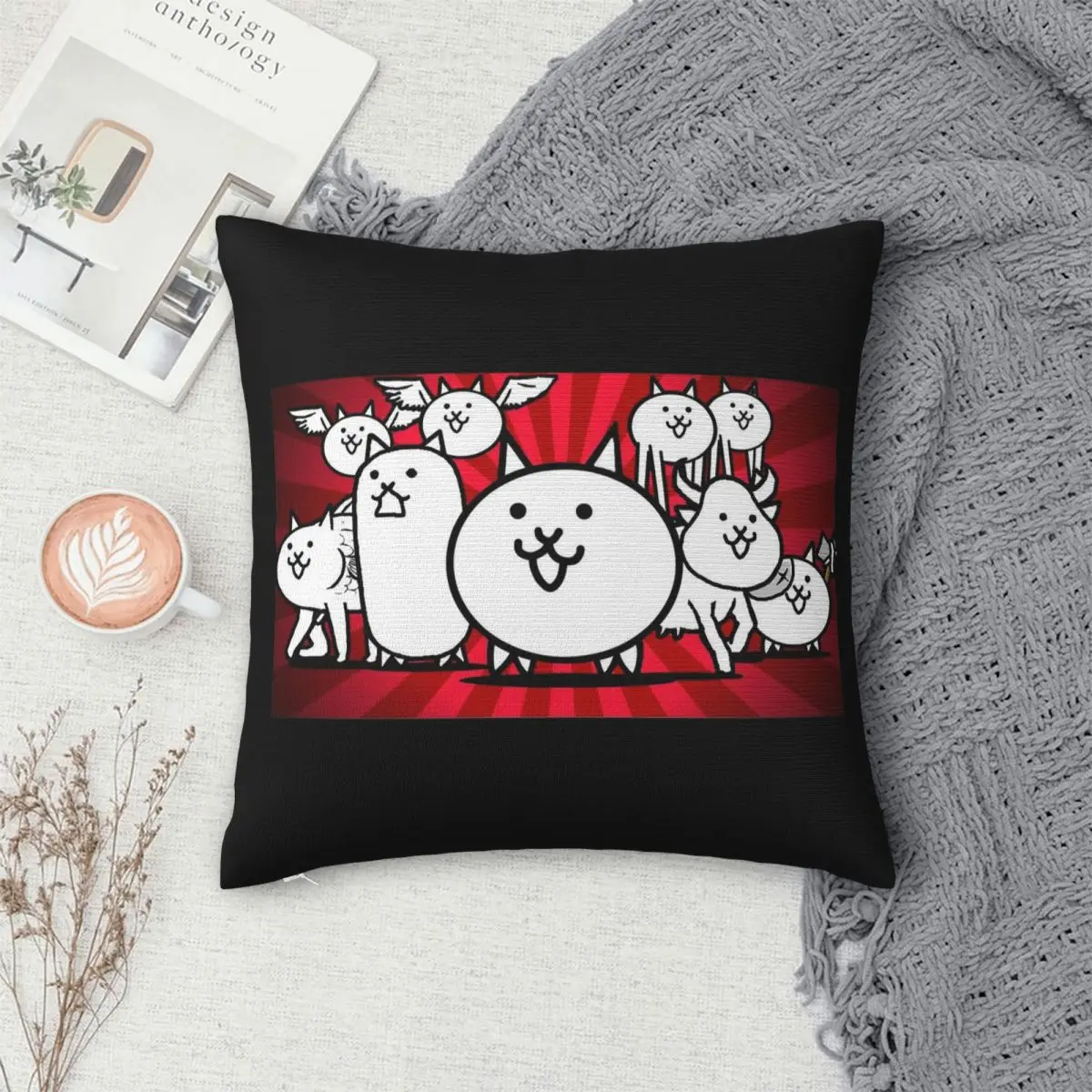 

Nyanko Great War Battle Cats Square Pillowcase Cushion Cover Pillow Case Throw Pillow Cover for Home Bedroom Car